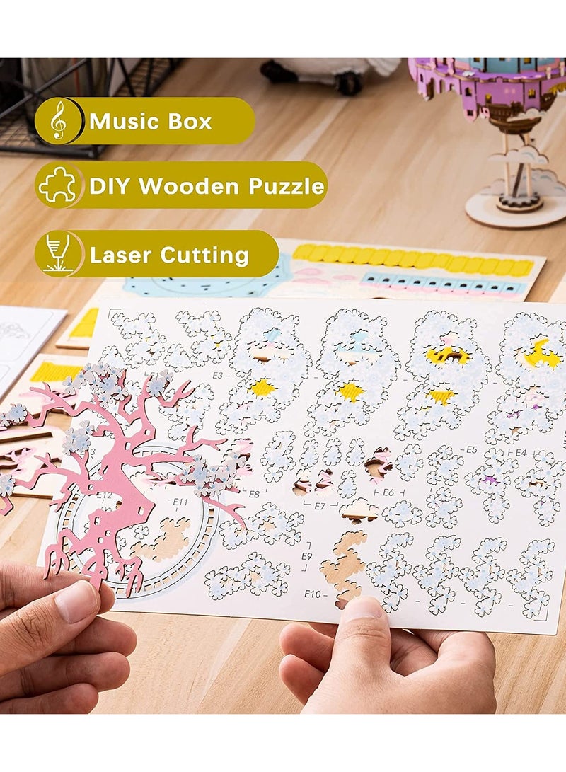 DIY Music Box Building Kits - 3D Wooden Puzzle Best Gift for Adults  Teens - City in The Sky (192 PCS) - Image 3